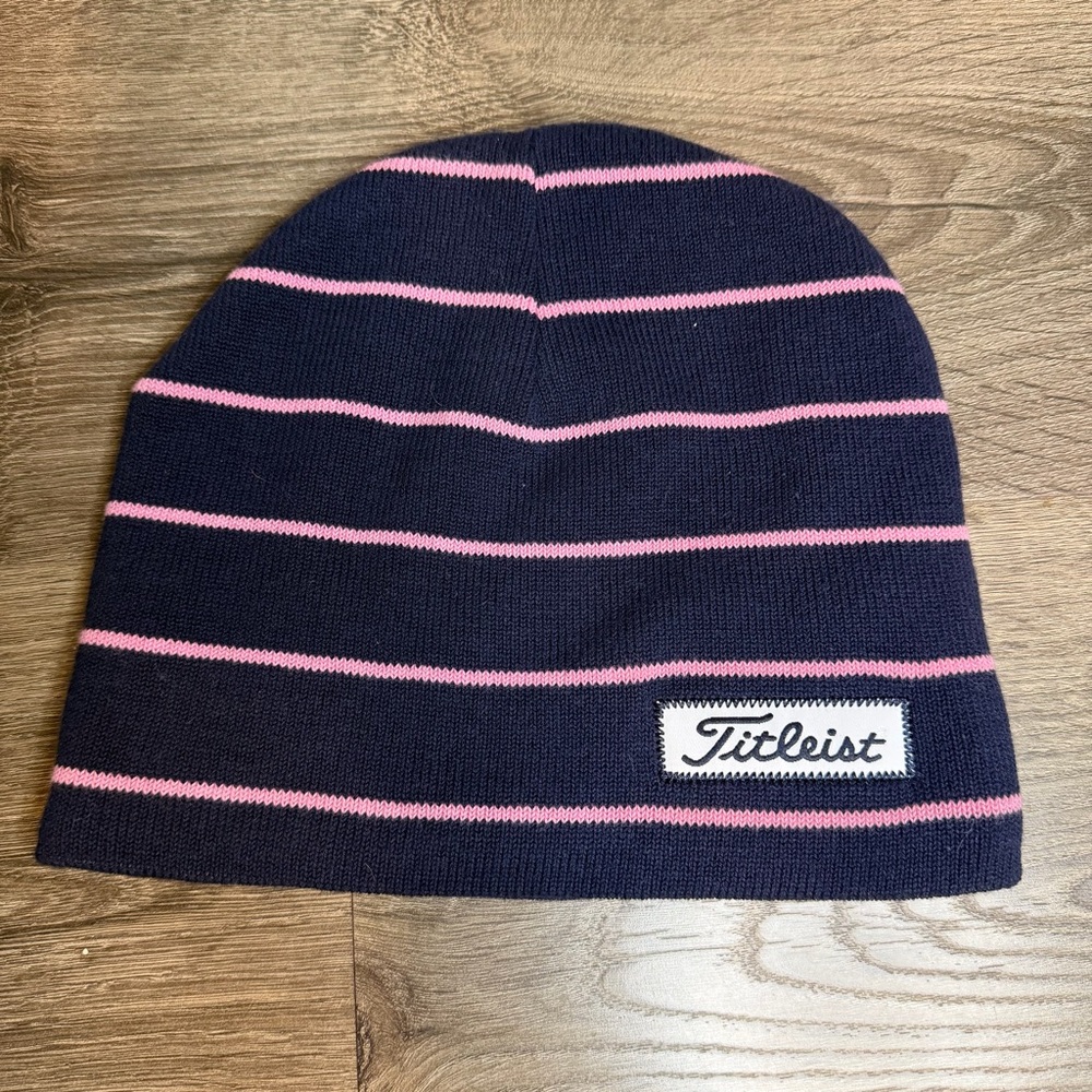 Titleist Navy and Pink Striped Beanie